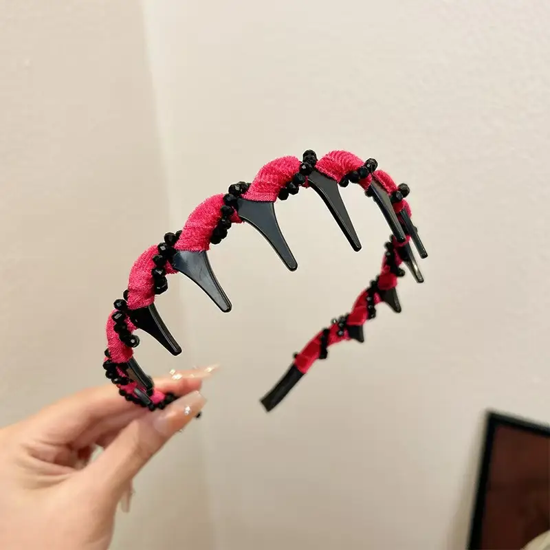 Black Satin High Cranial Hairband for Women - Image 27
