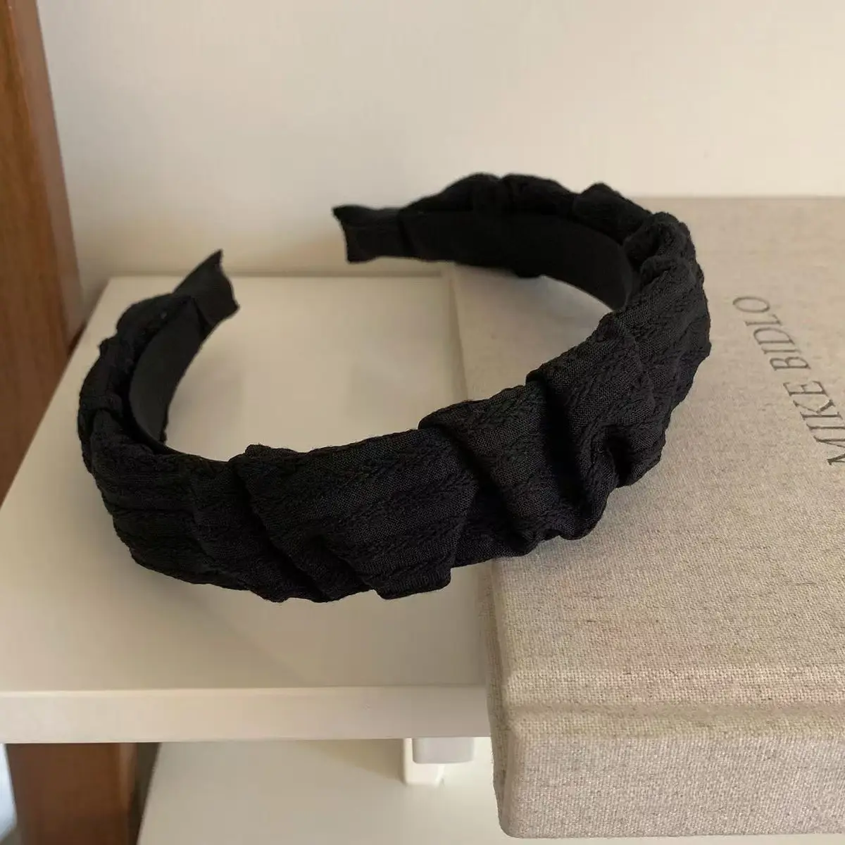 Black Satin High Cranial Hairband for Women - Image 36