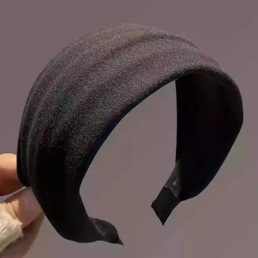 Black Satin High Cranial Hairband for Women - Image 39
