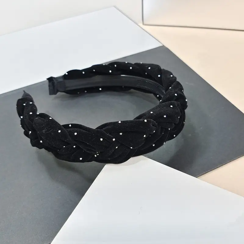 Black Satin High Cranial Hairband for Women - Image 47