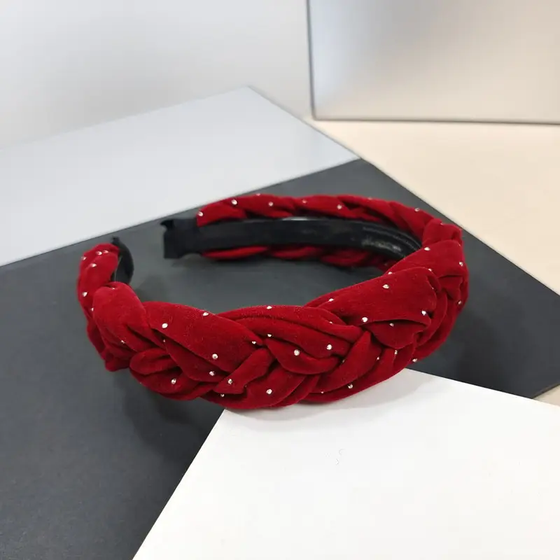 Black Satin High Cranial Hairband for Women - Image 48