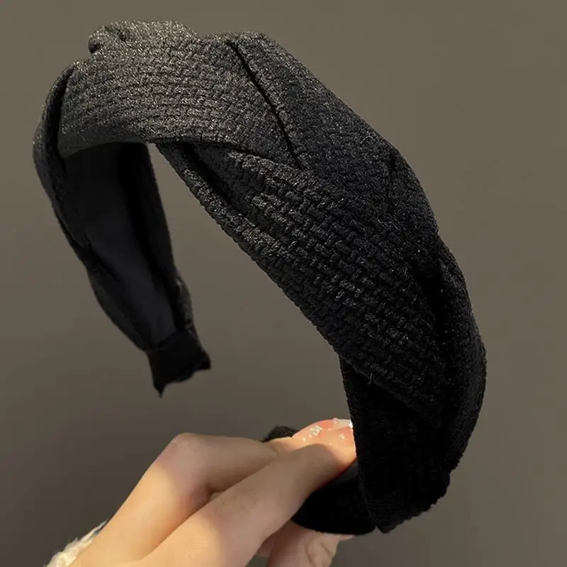 Black Satin High Cranial Hairband for Women - Image 8