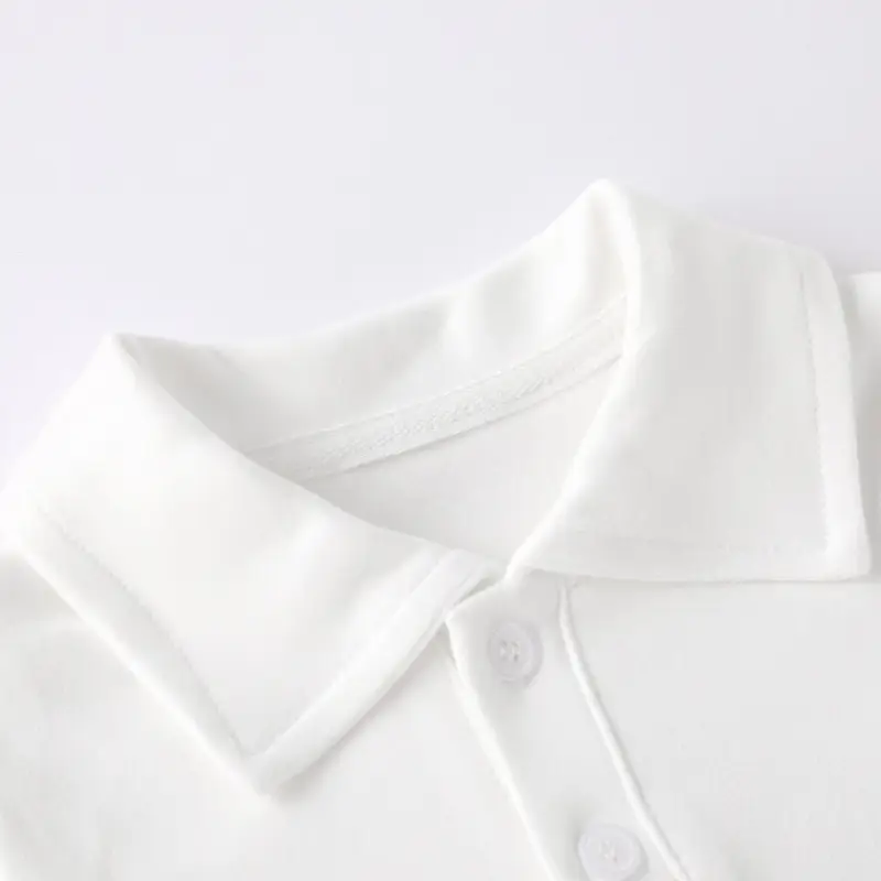 Autumn New Boys Velvet Polo Shirt White Long Sleeve
