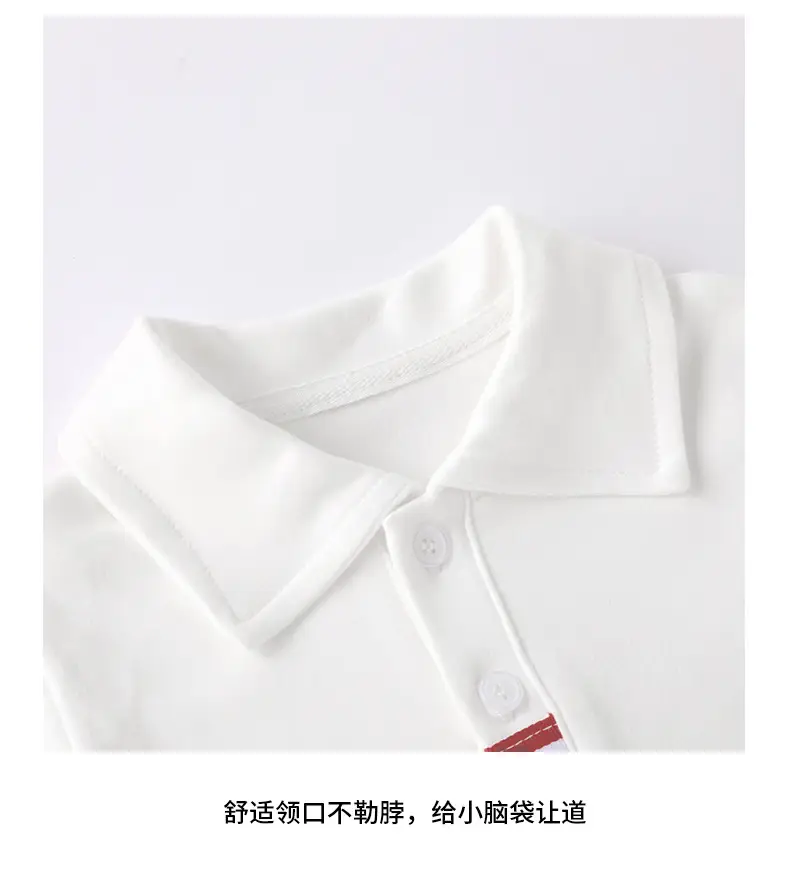 Autumn New Boys Velvet Polo Shirt White Long Sleeve — feature 12