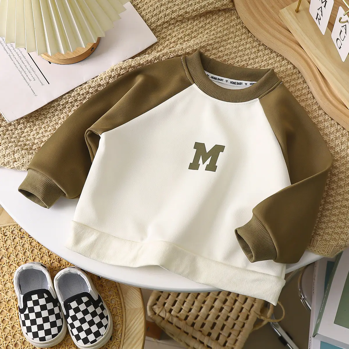 2026 Boys' Korean Style Sweatshirt T-Shirt Brown Blue - Image 4