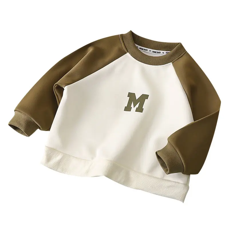 2026 Boys' Korean Style Sweatshirt T-Shirt Brown Blue - Image 7
