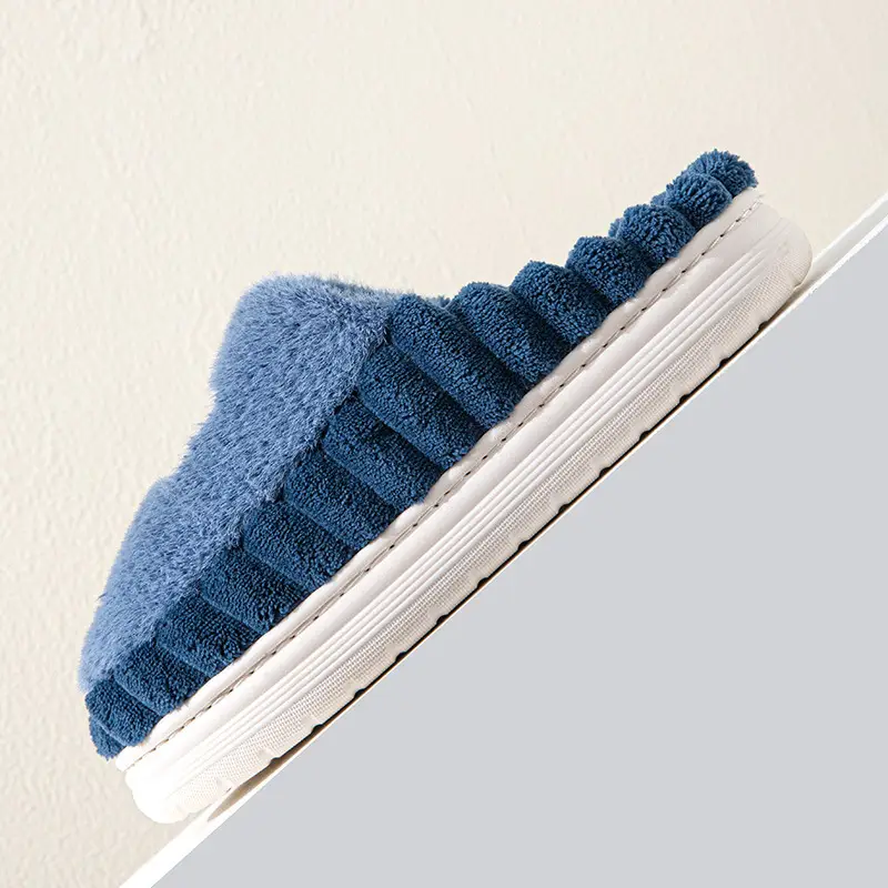 Home cotton slippers men's plus size winter thick bottom indoor home fleece-lined warm non-slip cotton slippers factory wholesale - Image 5