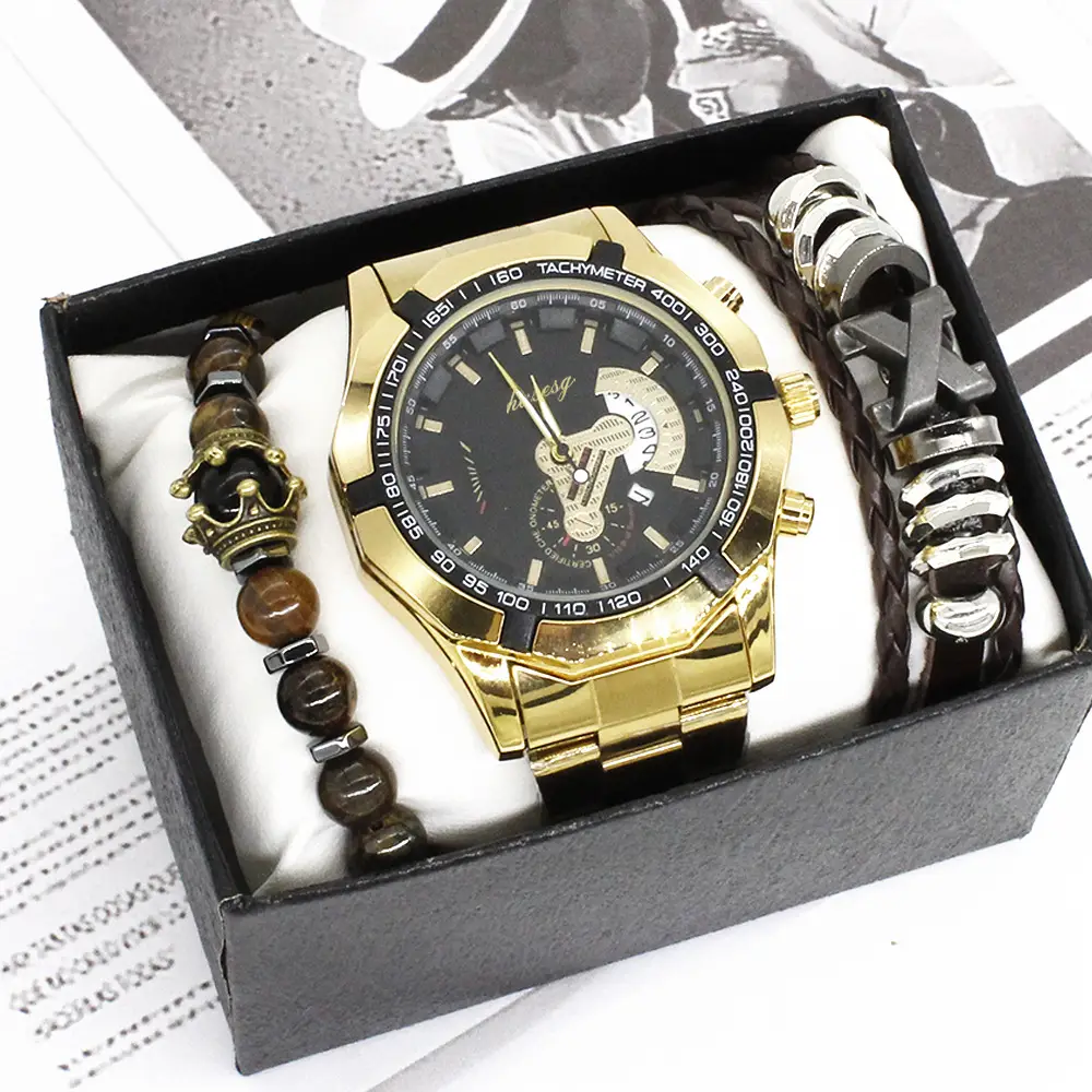 Men's Gold Moon Phase Watch Set with Bracelet — feature 10