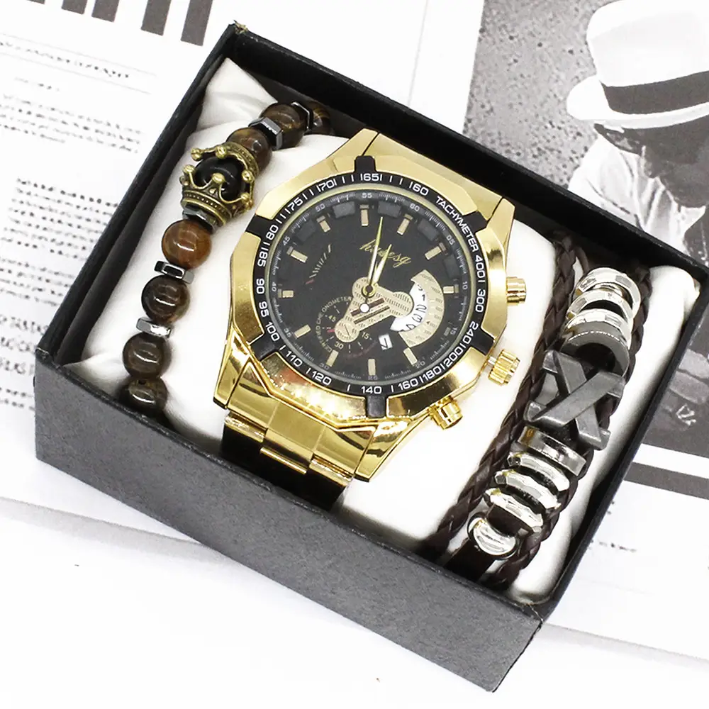 Men's Gold Moon Phase Watch Set with Bracelet — feature 11