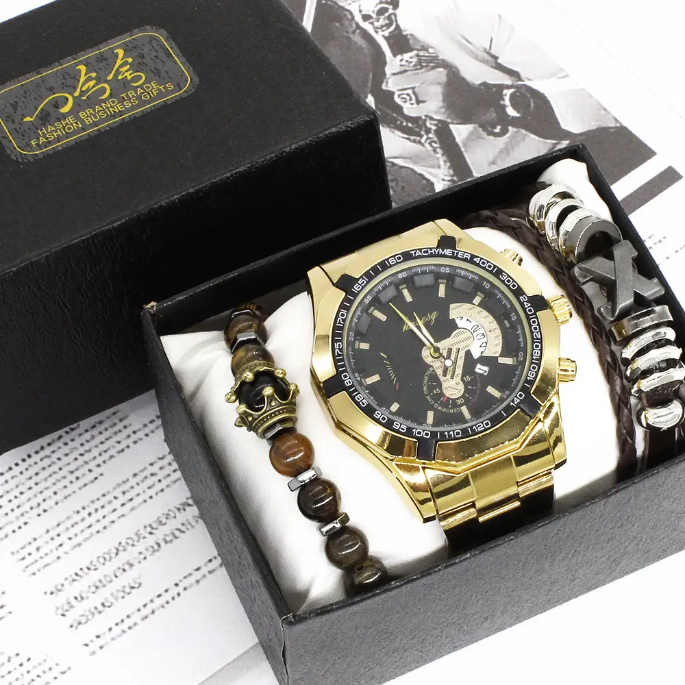 Men's Gold Moon Phase Watch Set with Bracelet — feature 8