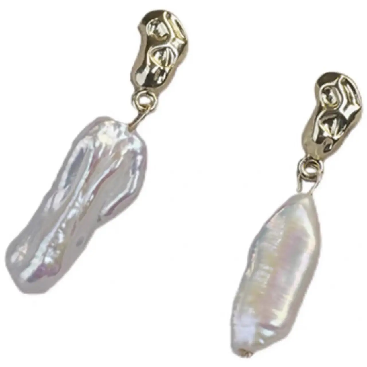 Natural Keshi Pearl Earrings Silver Pin Retro French Design