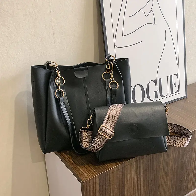 Women's Brown Leather Tote Bag with Chain Strap - Image 6