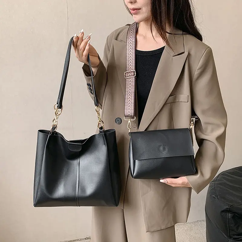 Women's Brown Leather Tote Bag with Chain Strap - Image 8