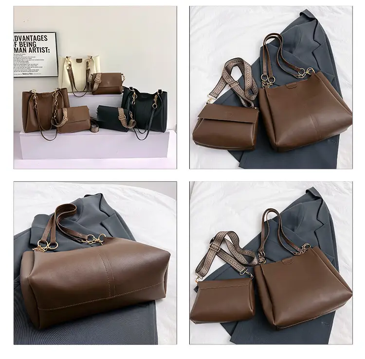 Women's Brown Leather Tote Bag with Chain Strap — feature 10