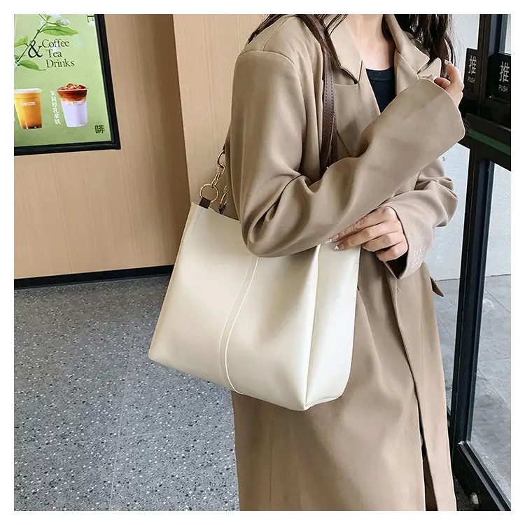 Women's Brown Leather Tote Bag with Chain Strap — feature 16