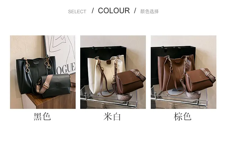 Women's Brown Leather Tote Bag with Chain Strap — feature 2