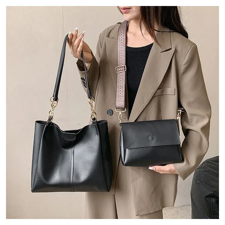 Women's Brown Leather Tote Bag with Chain Strap — feature 22