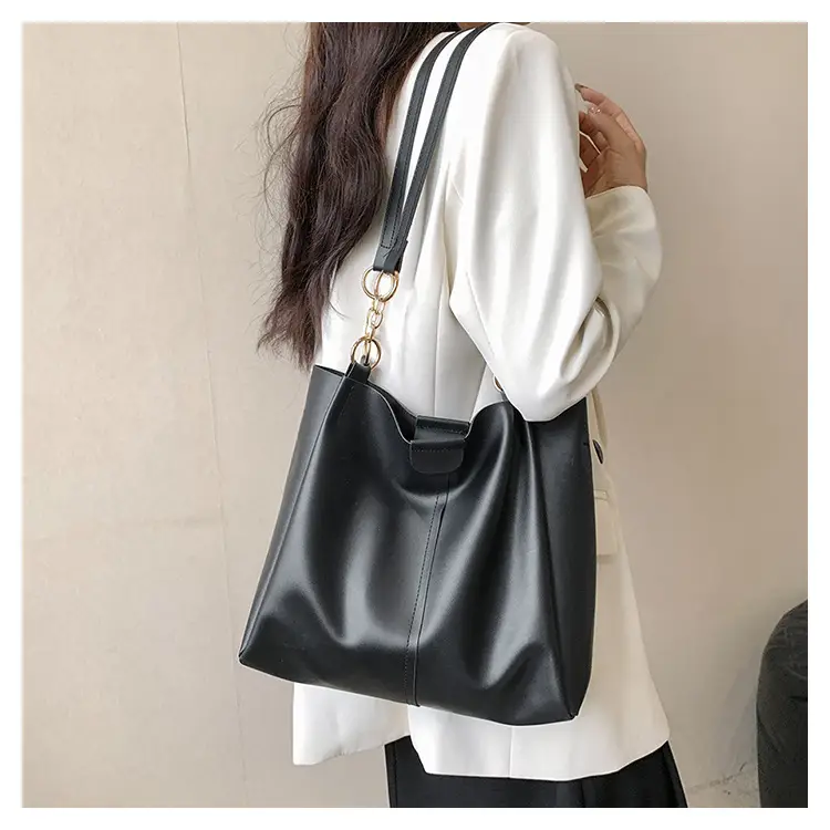 Women's Brown Leather Tote Bag with Chain Strap — feature 23