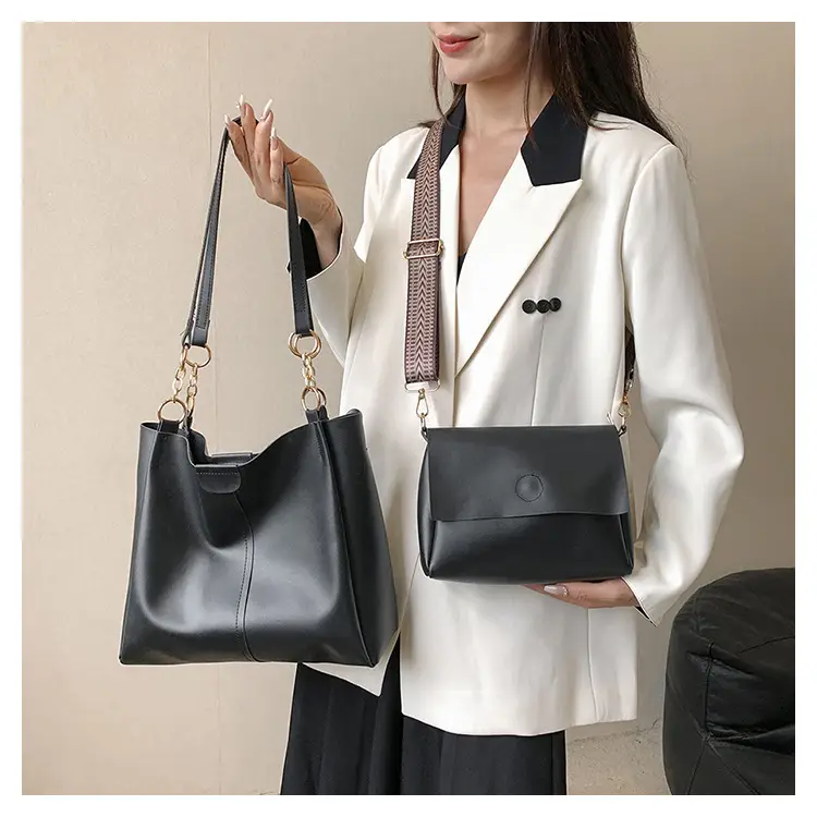 Women's Brown Leather Tote Bag with Chain Strap — feature 24