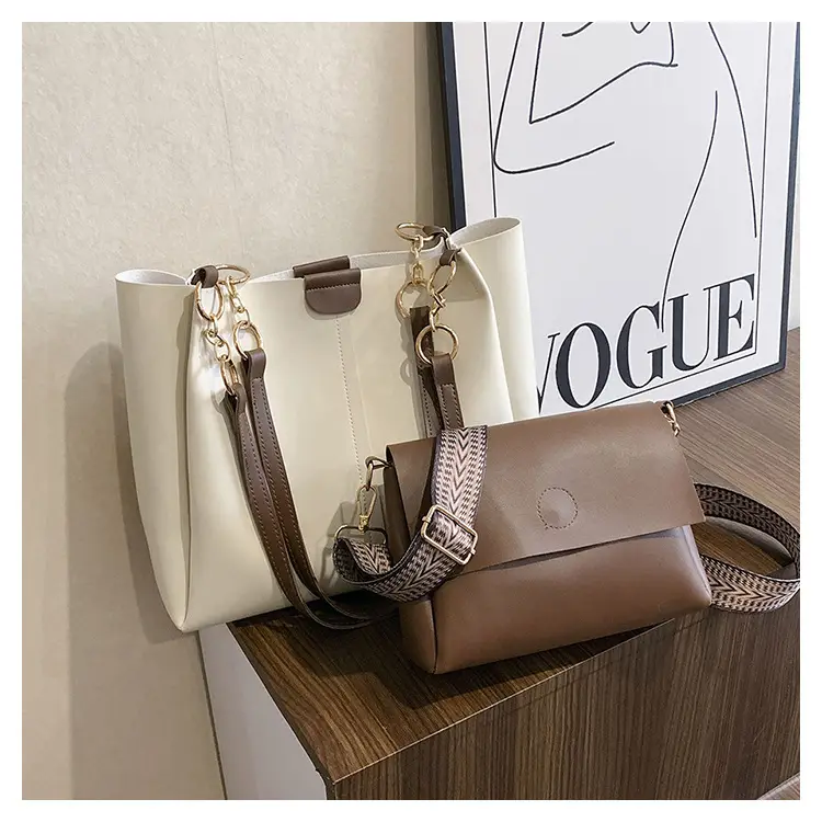 Women's Brown Leather Tote Bag with Chain Strap — feature 25