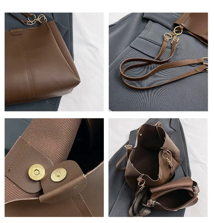 Women's Brown Leather Tote Bag with Chain Strap — feature 9