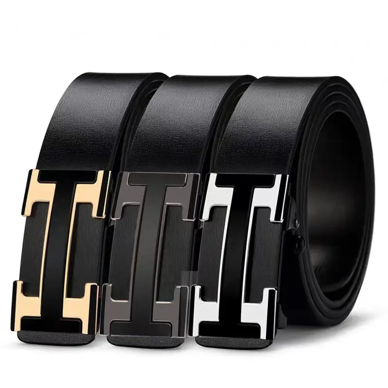 Men's Cowhide Belt Automatic Buckle Durable Youth Belt - Image 5