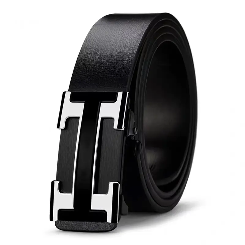 Men's Cowhide Belt Automatic Buckle Durable Youth Belt - Image 2