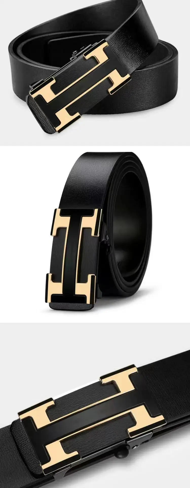 Men's Cowhide Belt Automatic Buckle Durable Youth Belt β feature 7