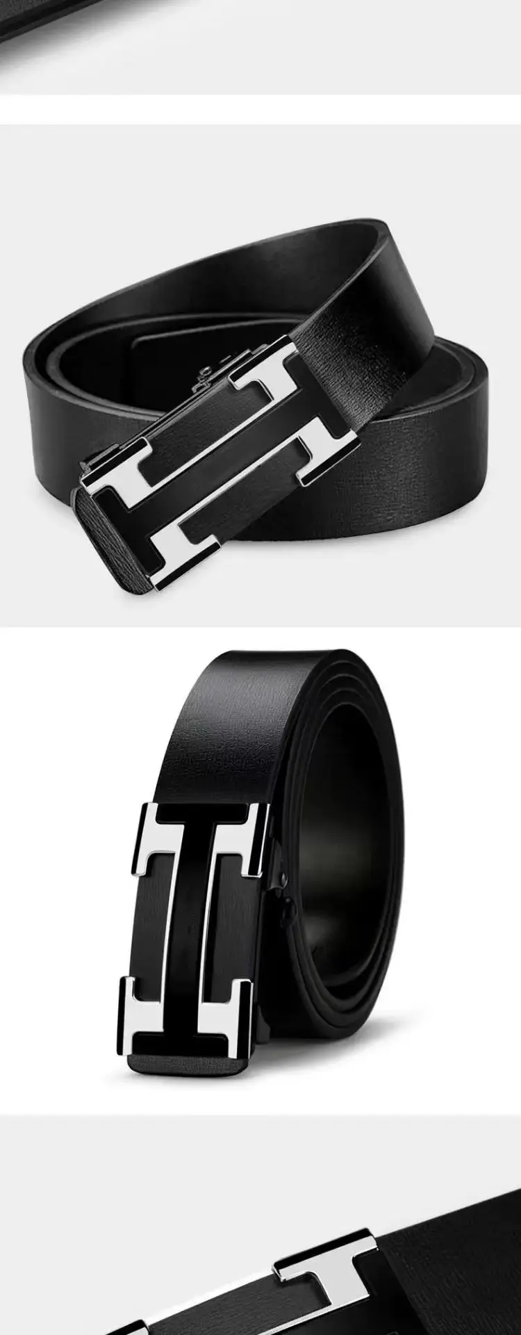 Men's Cowhide Belt Automatic Buckle Durable Youth Belt β feature 8