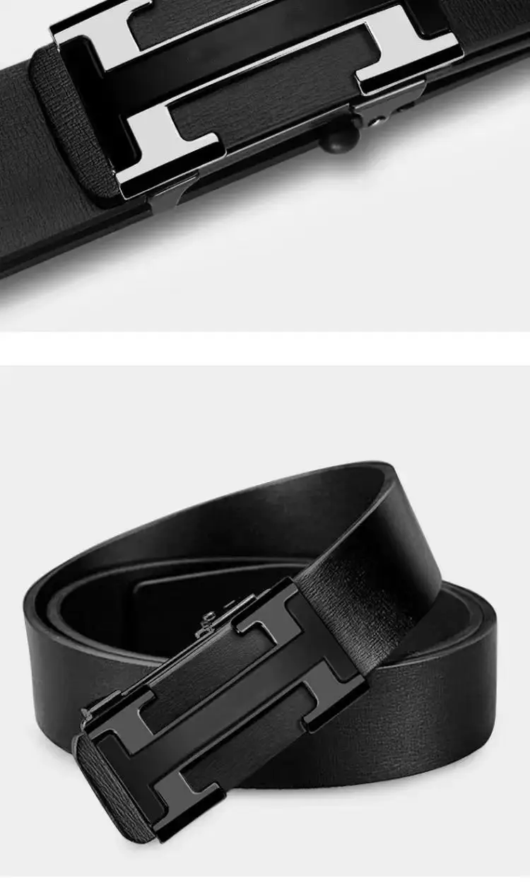 Men's Cowhide Belt Automatic Buckle Durable Youth Belt β feature 9