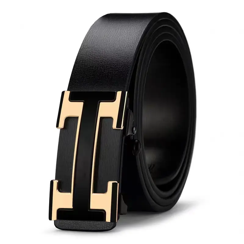 Men's Cowhide Belt Automatic Buckle Durable Youth Belt