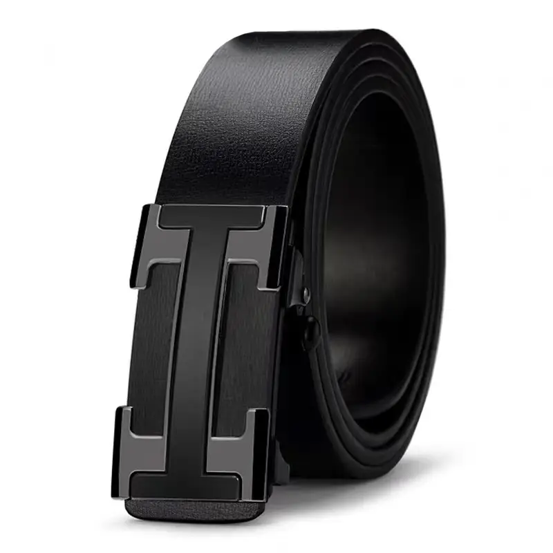 Men's Cowhide Belt Automatic Buckle Durable Youth Belt - Image 3