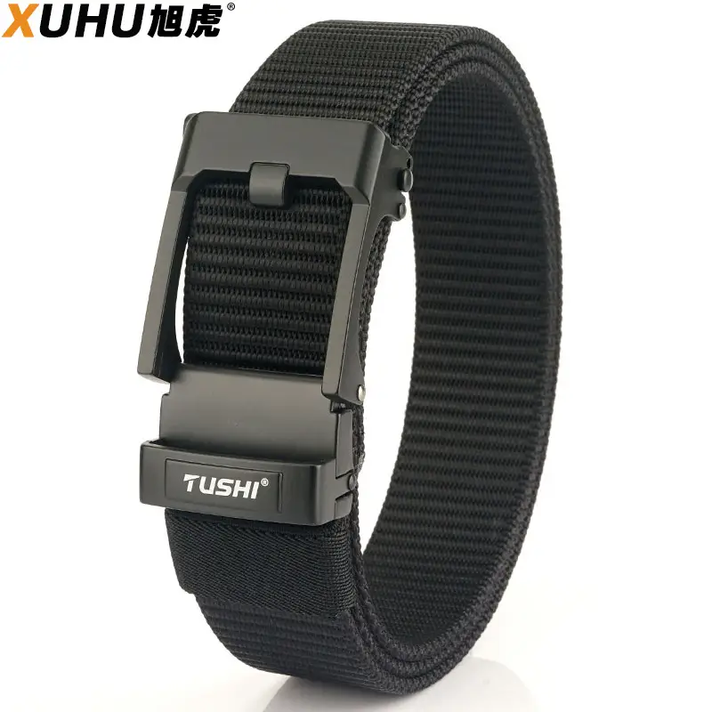 TUSHI Men's Black Nylon Toothless Belt with Silver Buckle - Image 21