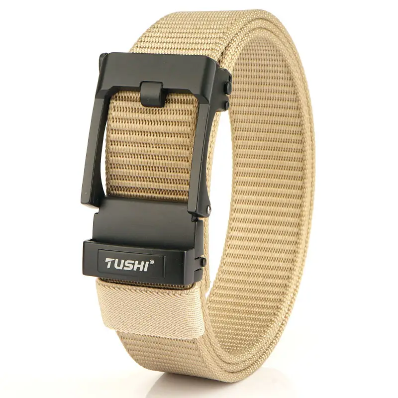 TUSHI Men's Black Nylon Toothless Belt with Silver Buckle - Image 7