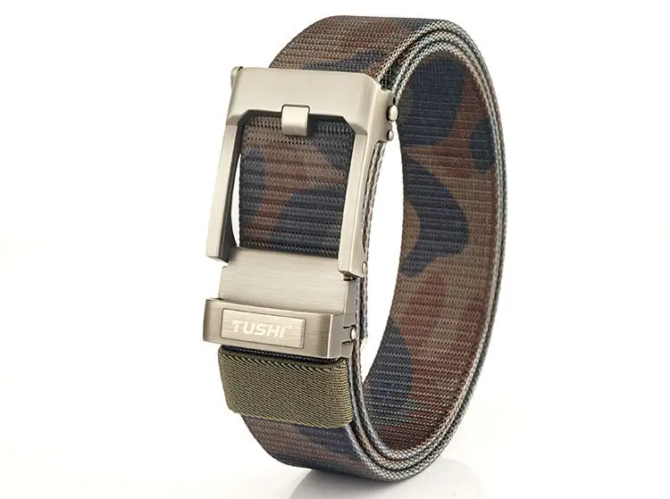 TUSHI Men's Black Nylon Toothless Belt with Silver Buckle β feature 36