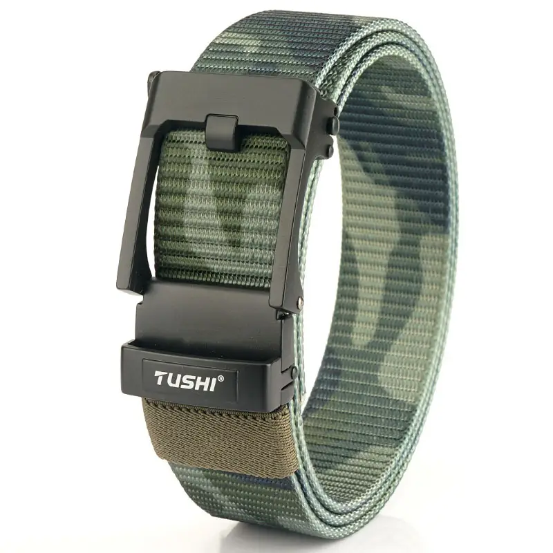 TUSHI Men's Black Nylon Toothless Belt with Silver Buckle - Image 10