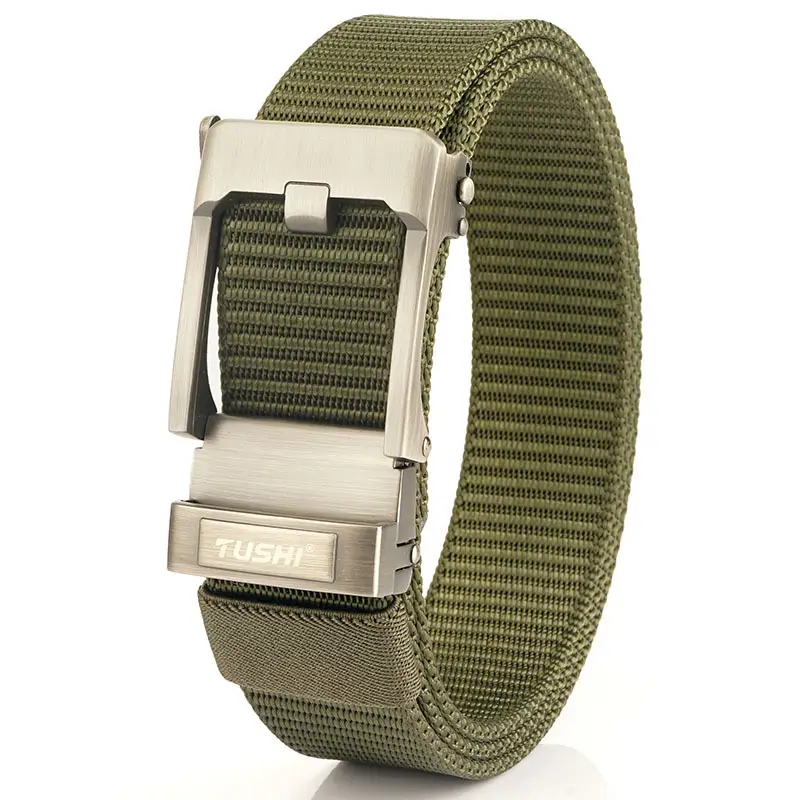 TUSHI Men's Black Nylon Toothless Belt with Silver Buckle - Image 12