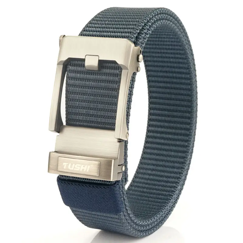 TUSHI Men's Black Nylon Toothless Belt with Silver Buckle - Image 14