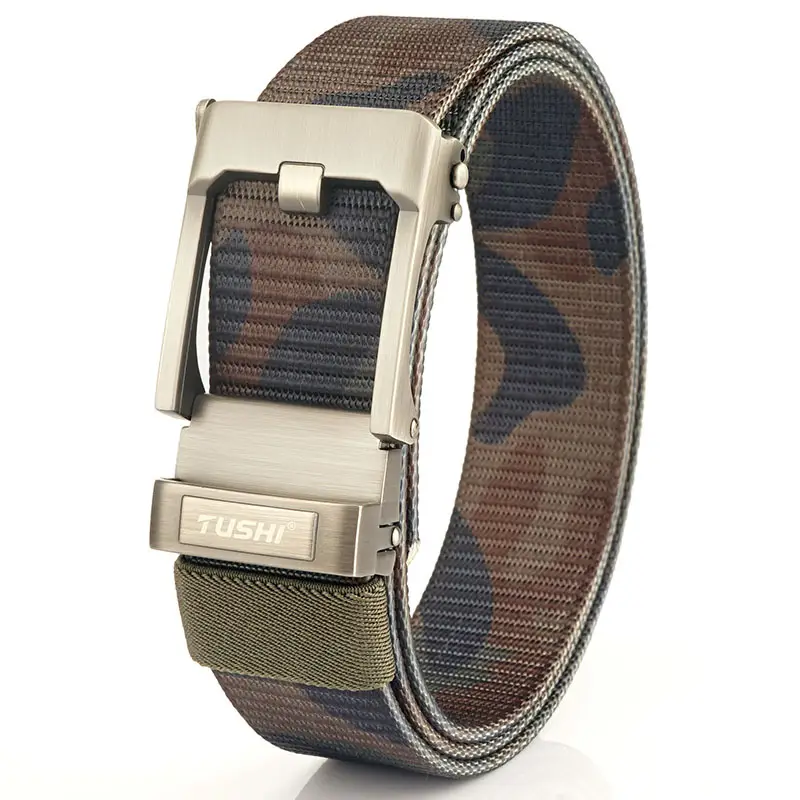 TUSHI Men's Black Nylon Toothless Belt with Silver Buckle - Image 19