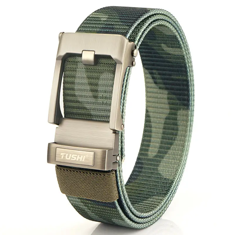 TUSHI Men's Black Nylon Toothless Belt with Silver Buckle - Image 20