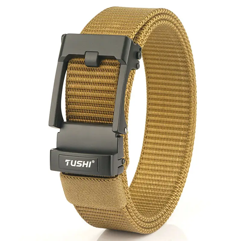 TUSHI Men's Black Nylon Toothless Belt with Silver Buckle - Image 3