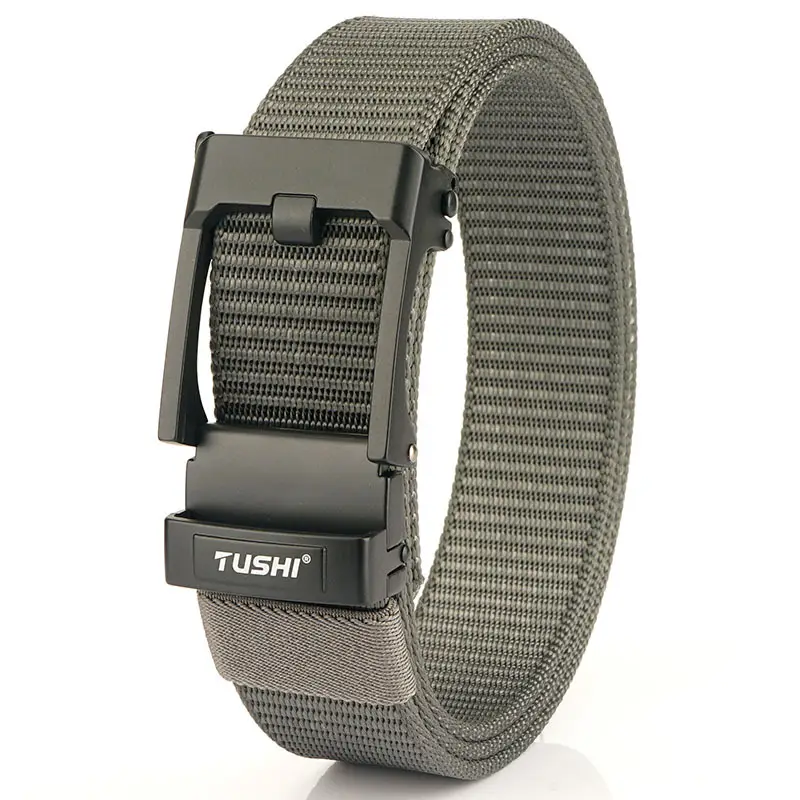 TUSHI Men's Black Nylon Toothless Belt with Silver Buckle - Image 5