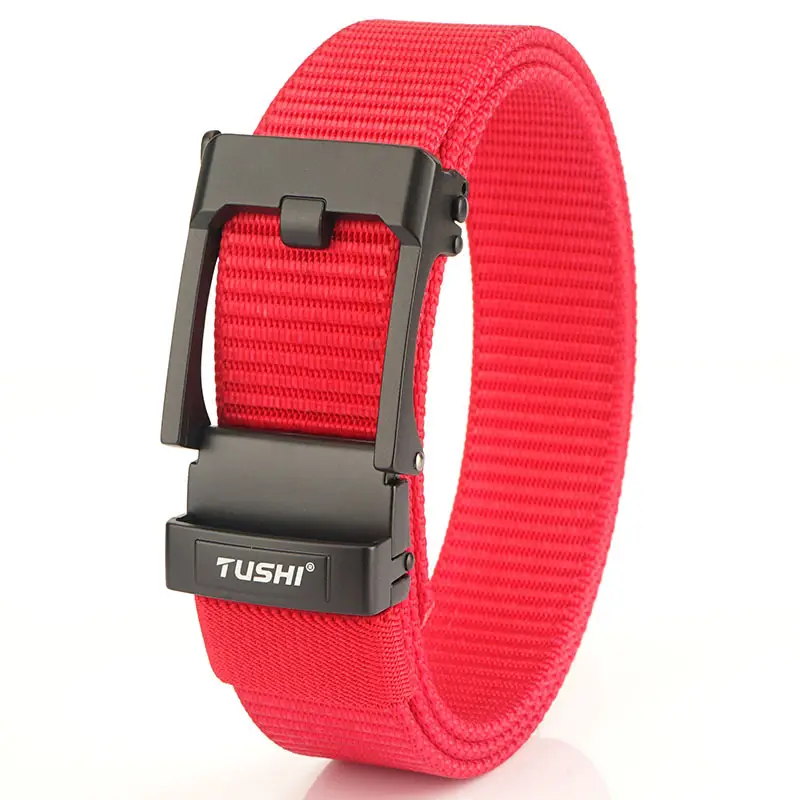 TUSHI Men's Black Nylon Toothless Belt with Silver Buckle - Image 8