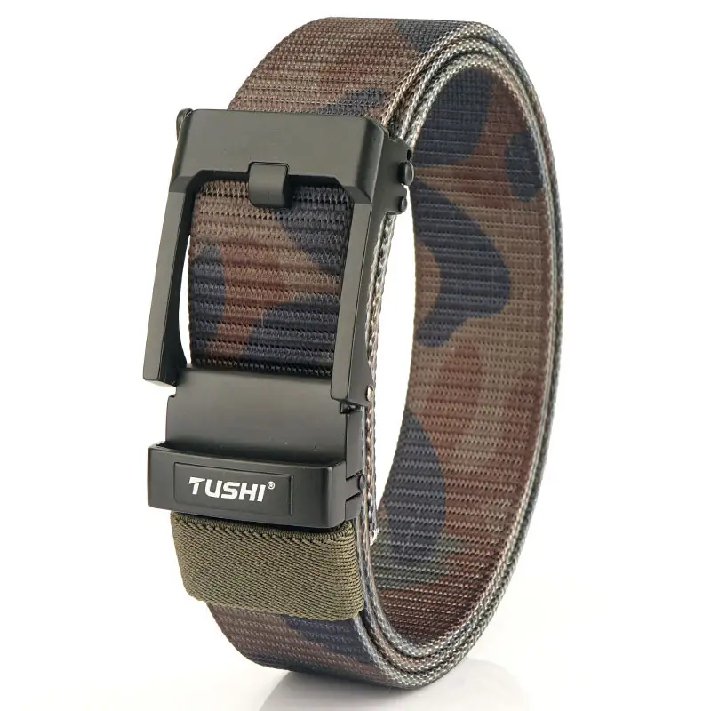 TUSHI Men's Black Nylon Toothless Belt with Silver Buckle - Image 9