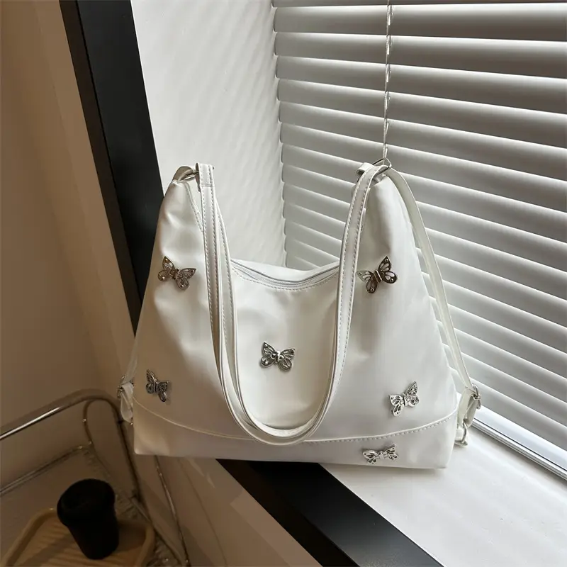Black Leather Butterfly Shoulder Bag for Women - Image 6