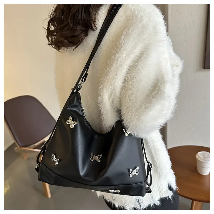 Black Leather Butterfly Shoulder Bag for Women — feature 10