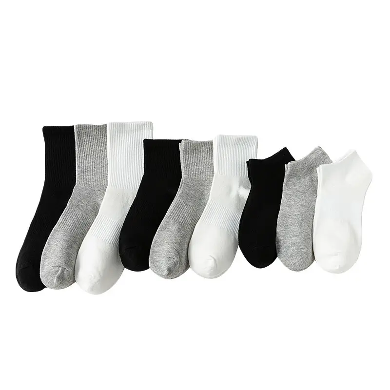 White Socks for Women, Spring and Autumn Mid-Calf Socks, Pure Cotton, Non-Pilling, High-Calf Socks, Sports Short Socks, Odor-Resistant, Black Men's Socks, Autumn