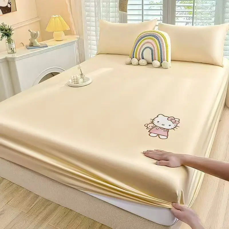 Cartoon Washed Silk Skin-Friendly Hot Flower Bed Sheet Simmons Mattress Surround Protective Cover Anti-Slip Dustproof Bed Cover Batch