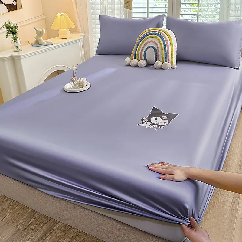 Cartoon Washed Silk Skin-Friendly Hot Flower Bed Sheet Simmons Mattress Surround Protective Cover Anti-Slip Dustproof Bed Cover Batch
