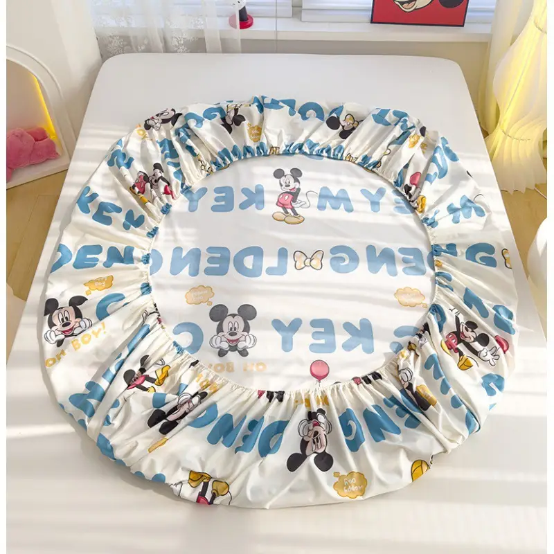 Cartoon Washed Silk Skin-Friendly Hot Flower Bed Sheet Simmons Mattress Surround Protective Cover Anti-Slip Dustproof Bed Cover Batch